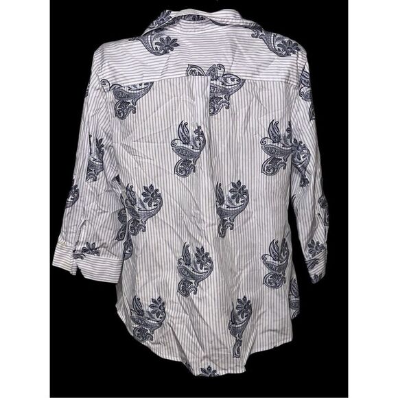 GREAT CONDITION WOMEN NO-IRON Paisley-Print Cotton Shirt bohemian BLOUSE CHICO S - Picture 6 of 14